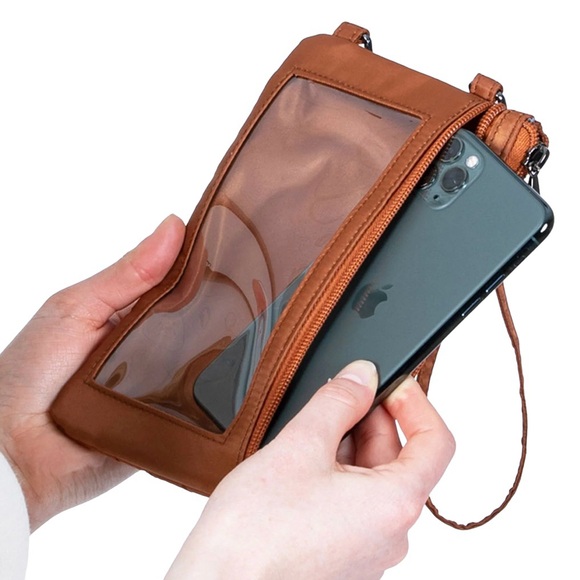 🤎Lug Peekaboo Convertible Wristlet Pouch- Copper Brown RFID NWOT - PHONE POCKET - Picture 3 of 11